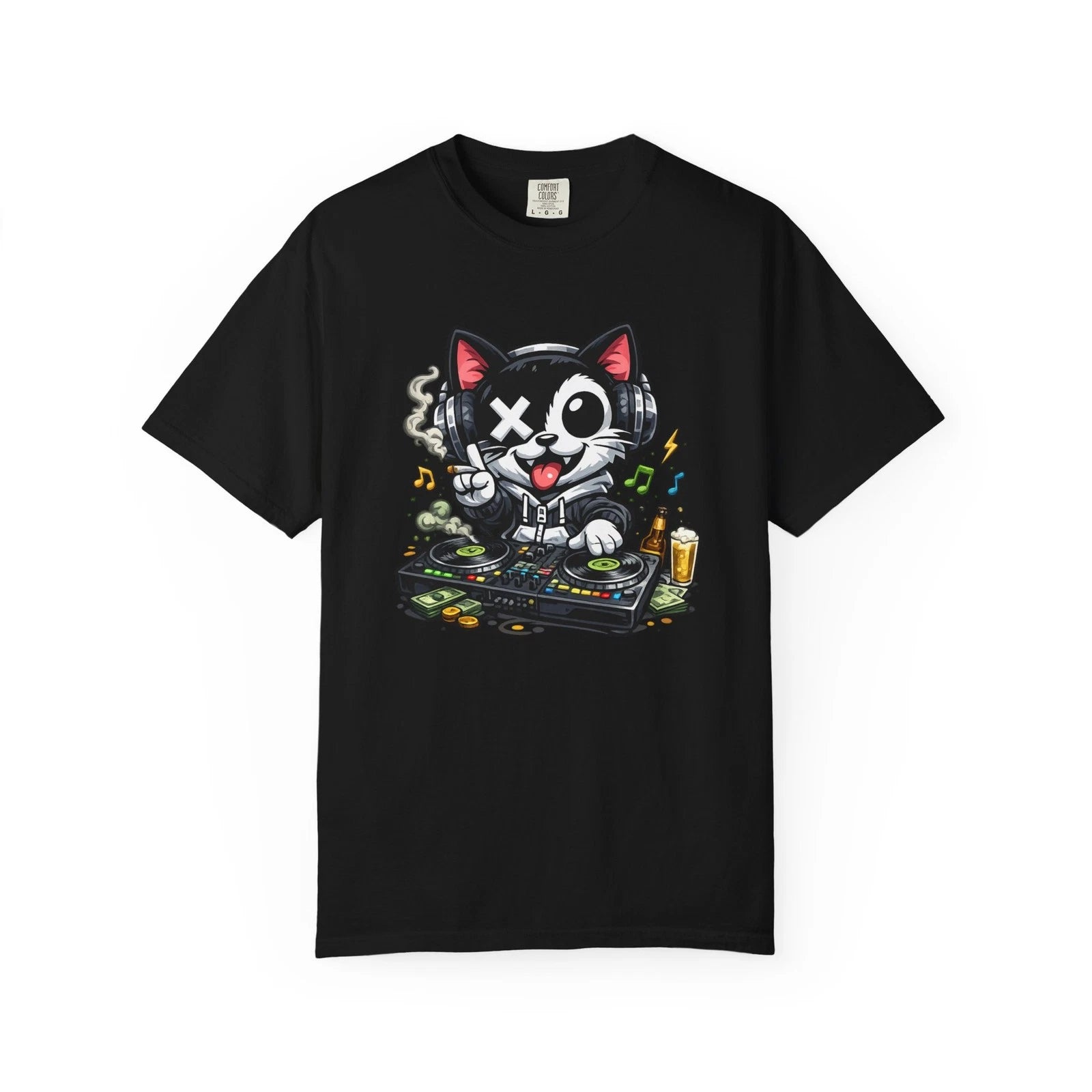 "DJ Cat" Cartoon T-Shirt | Cool Kitty Tee | 4 Colors