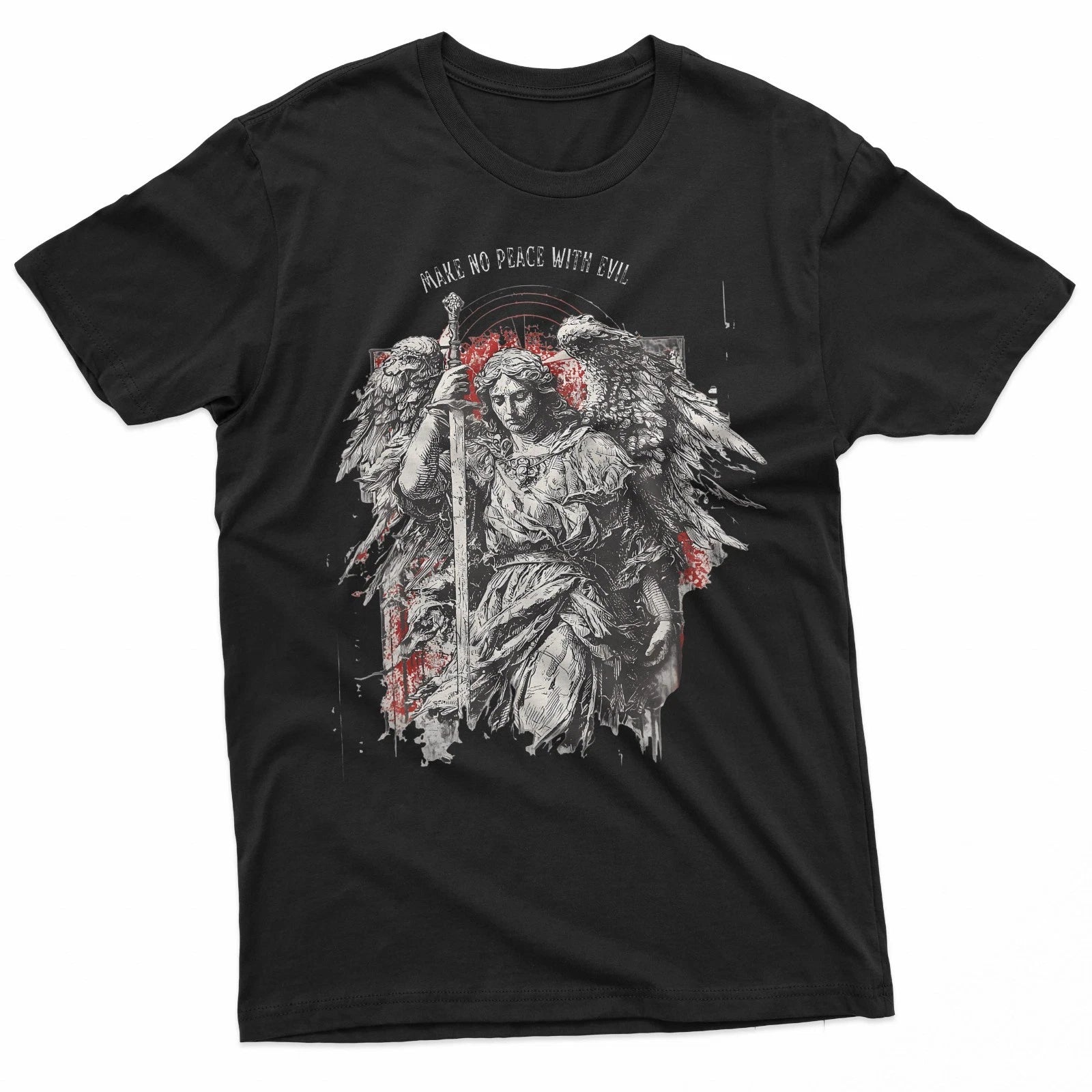 Archangel Michael Make No Peace With Evil  Gothic Christian T-Shirt