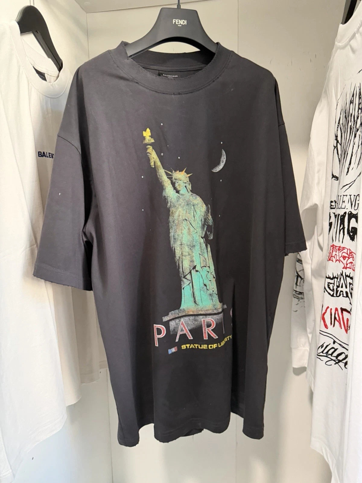 balenciaga black t shirt new york oversize xxl