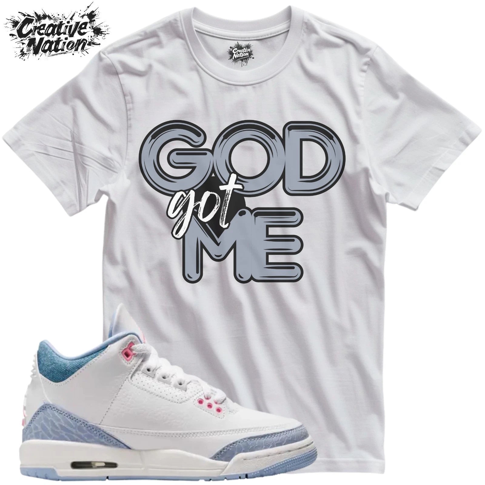 Shirt To Match 3 White Cobalt Bliss Unisex Tee Sneaker Shirt GOD Got Me Shirt