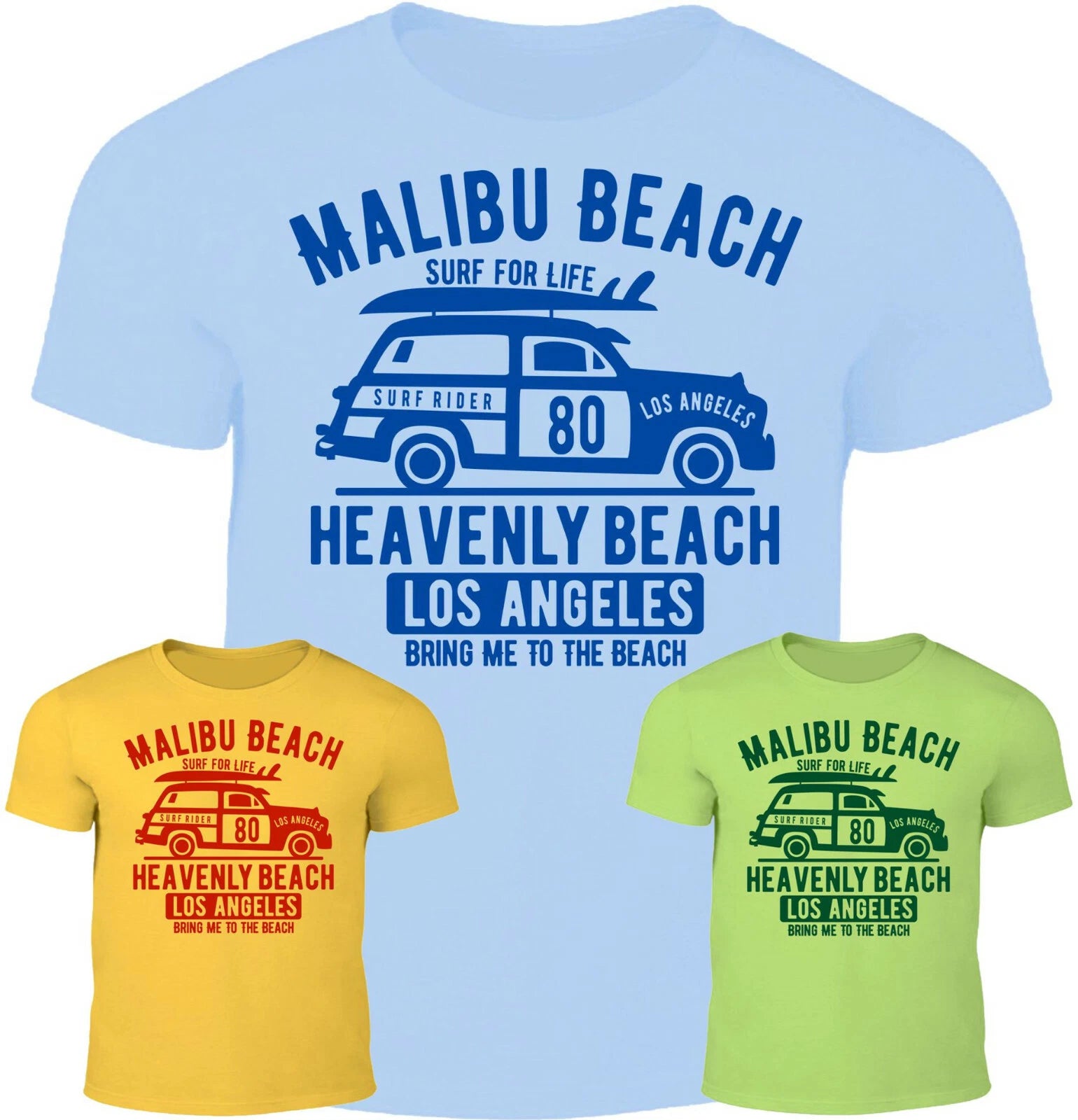 Malibu Beach Mens T-Shirt Beach Surf Life Bar Street Fashion Holiday Car Travel