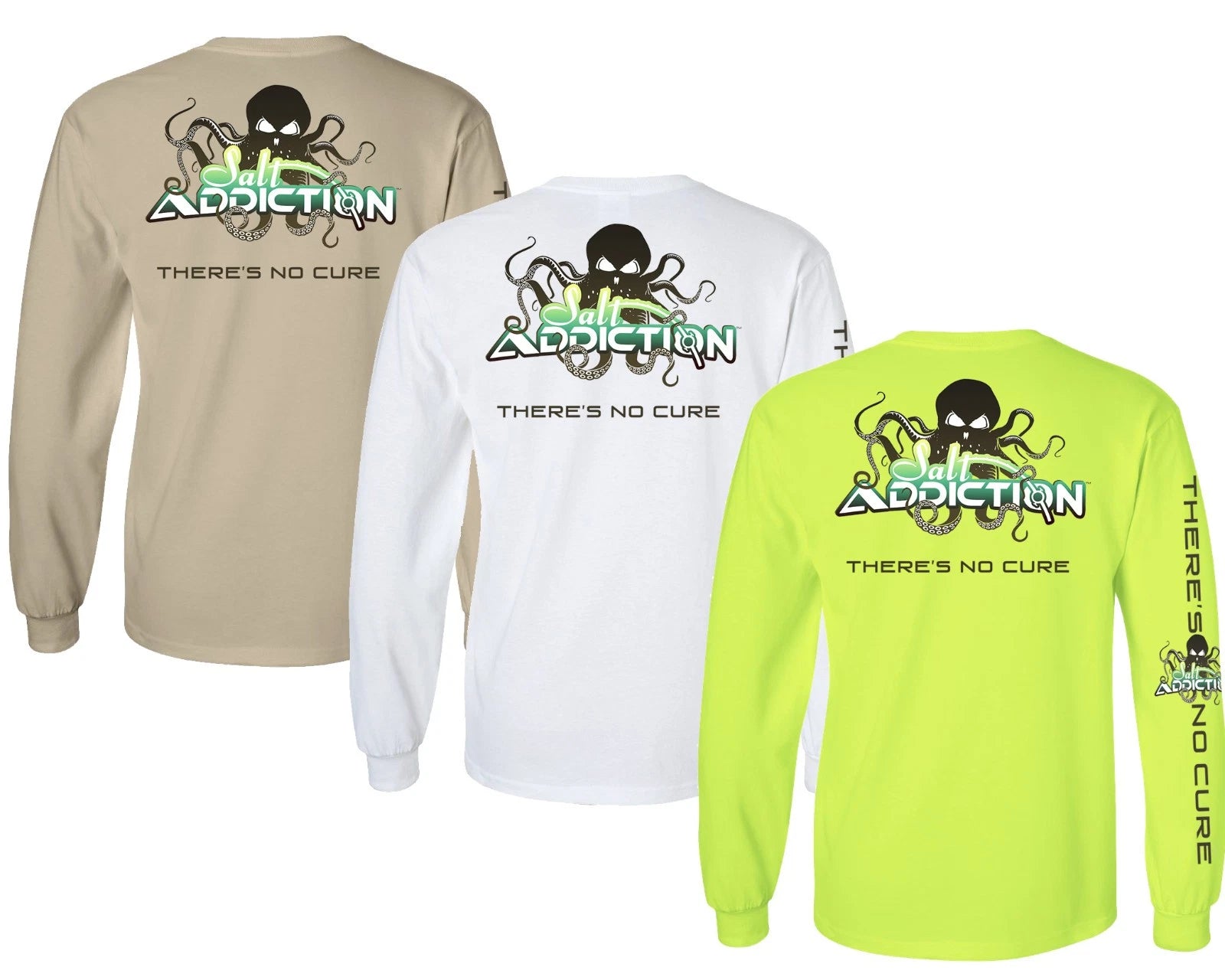 Salt Addiction Saltwater Octopus Fishing Long Sleeve T Shirt Cotton