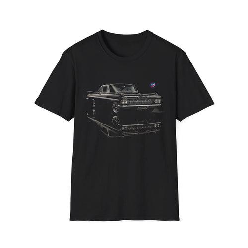 1959 Chevy Impala Shirt – Classic Lowrider Black Coupe Reflection Tee