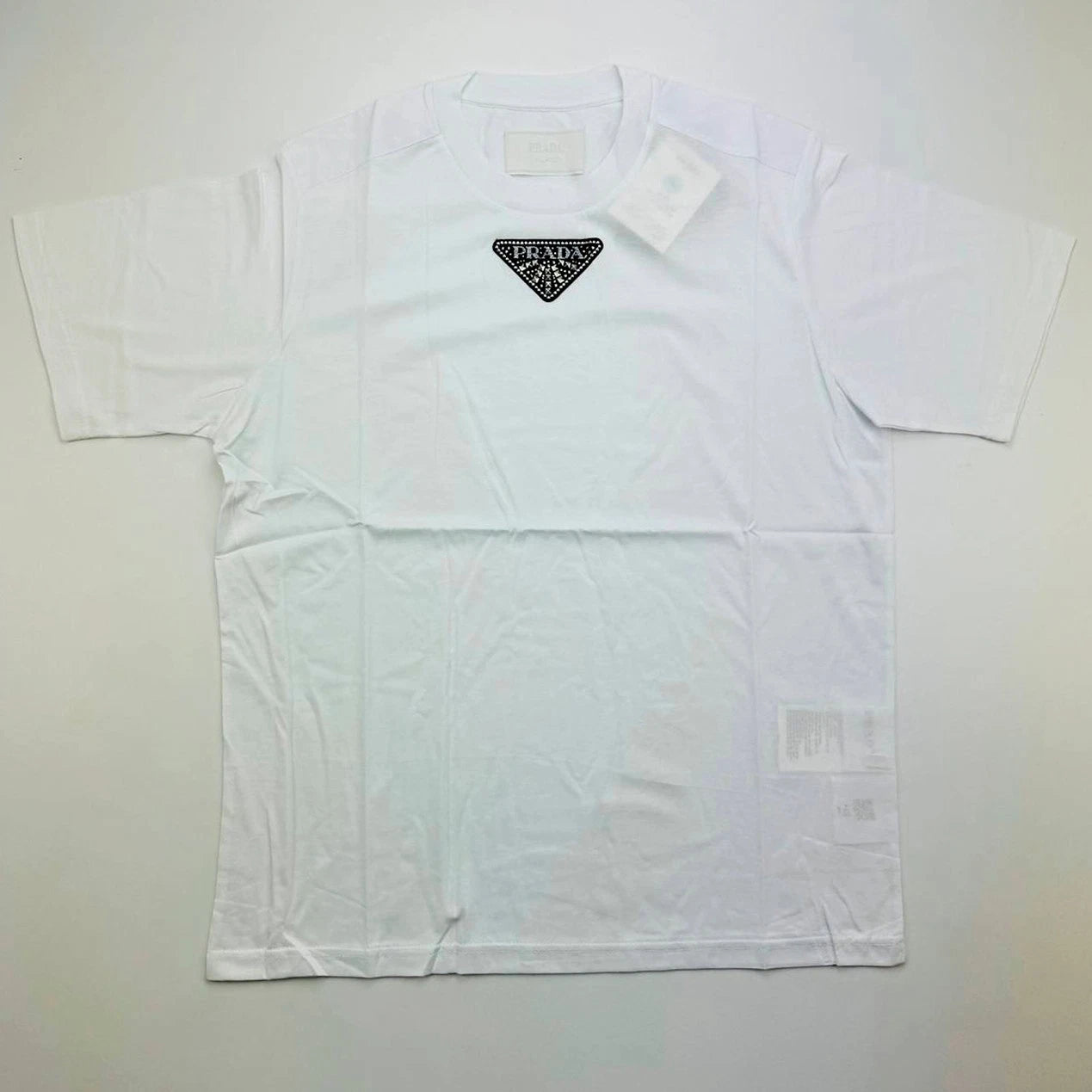 PRADA Patch Logo T-Shirt Men Oversized White Color Size 2XL
