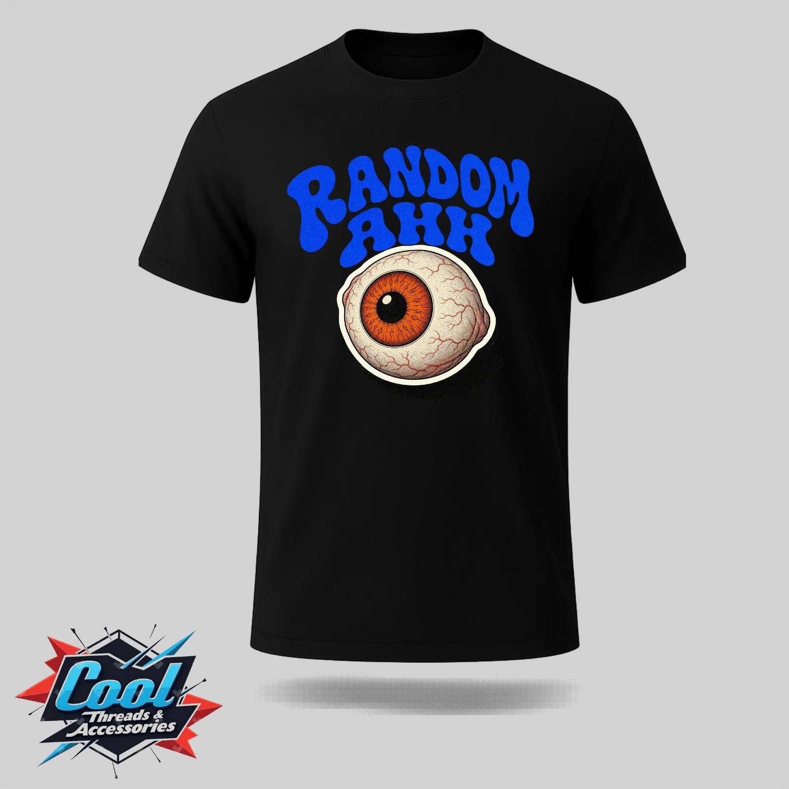Cool Threads Unisex T Shirt Random Ahh Eyeball Graphic Print Black Crew Neck
