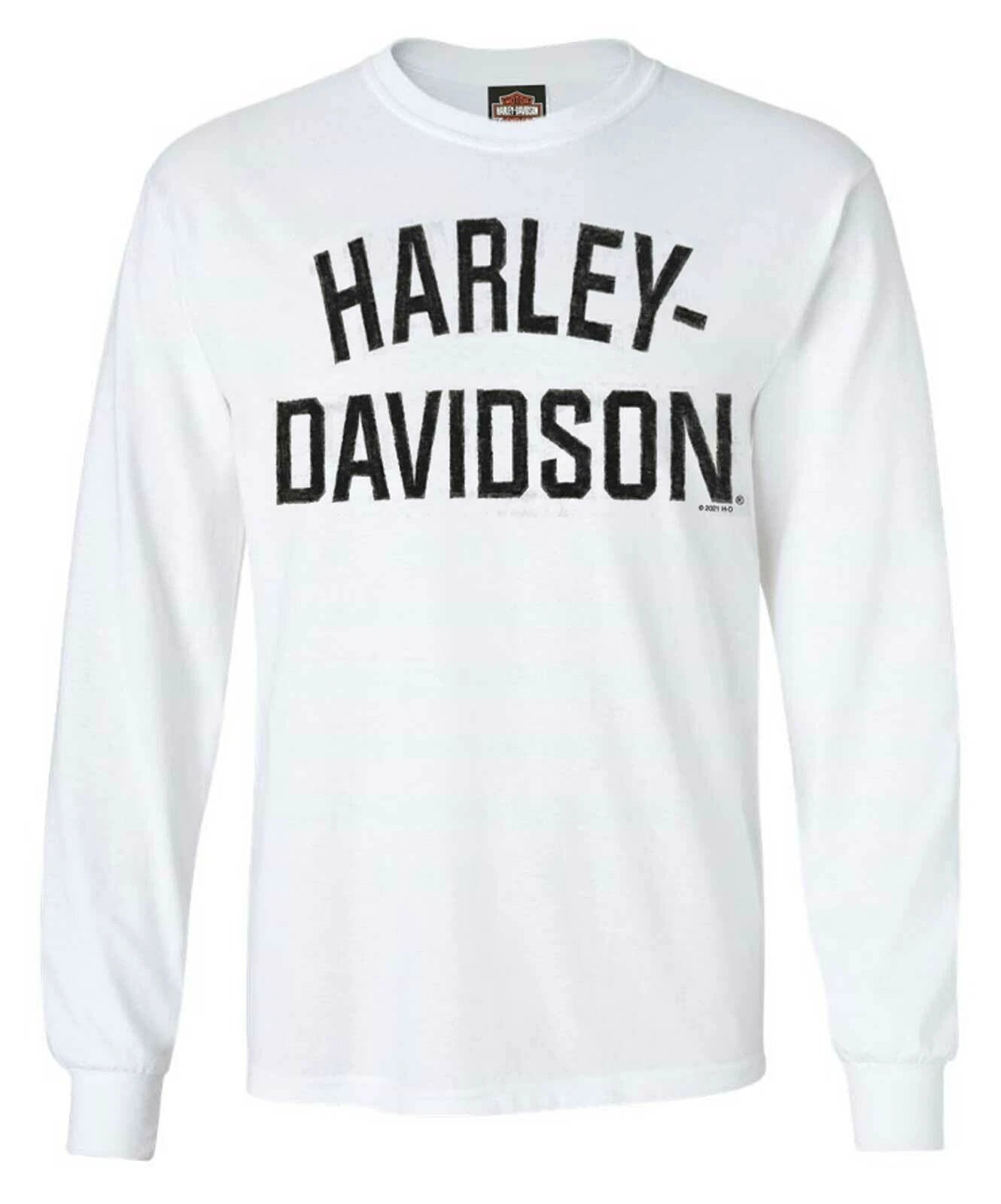 Harley-Davidson Men's Shirt, Heritage H-D Script Long Sleeve, White 30296634