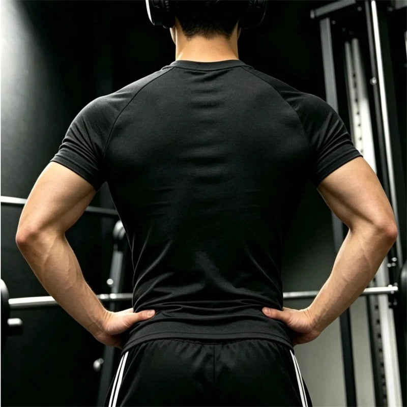 Men Solid Slim Fit Crew Neck Short Sleeve T Shirt Casual Sports Daily Wear Top