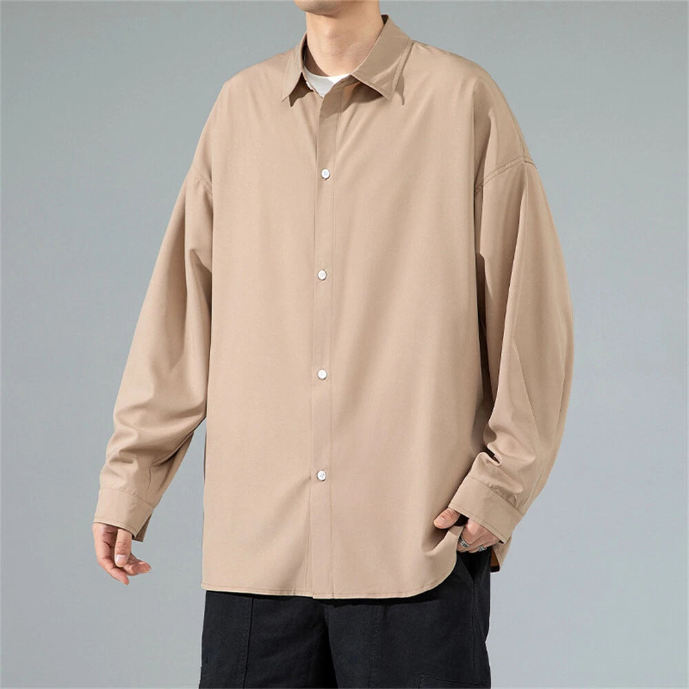 Men's Baggy Shirt Casual Slim Shirts Short Sleeve Button Down Tops Blouse
