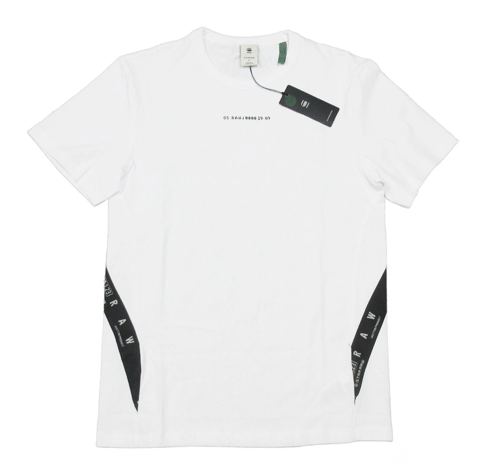 G-Star RAW Men's White Sport A Tape Regular Fit Short Sleeve T-Shirt