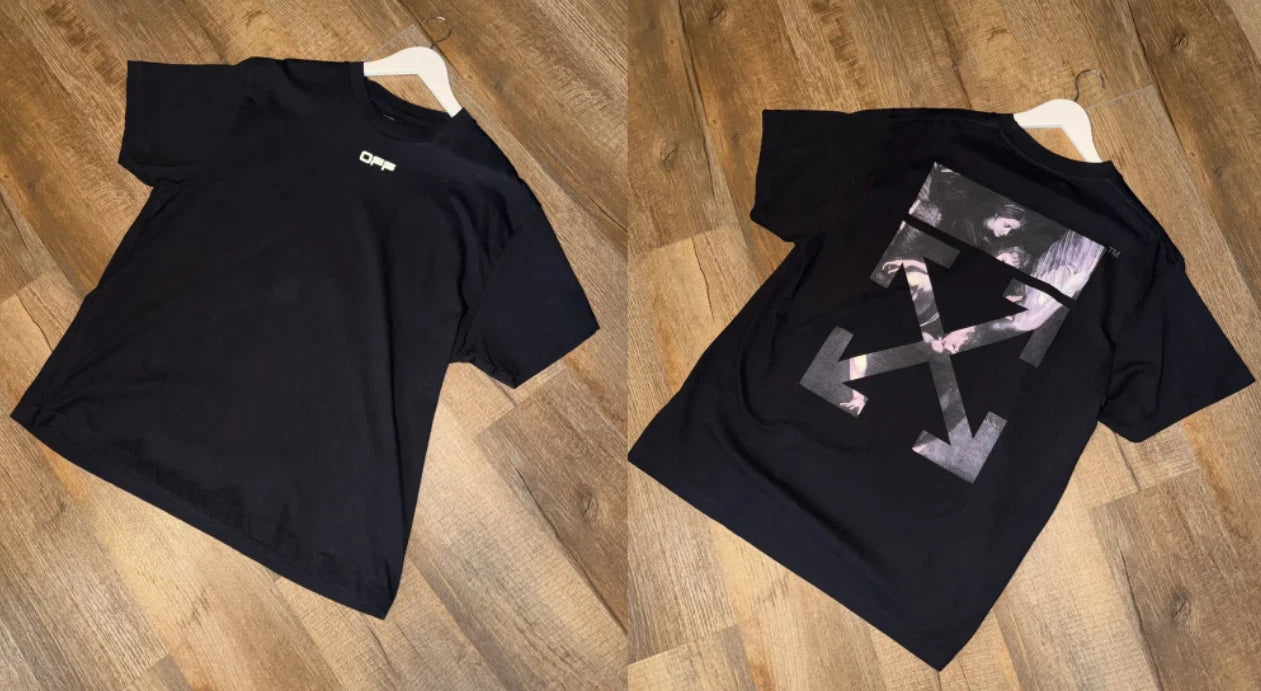 Off-White Caravaggio Arrow Tee Black Reprint Graphic Streetwear Shirt S-5XL