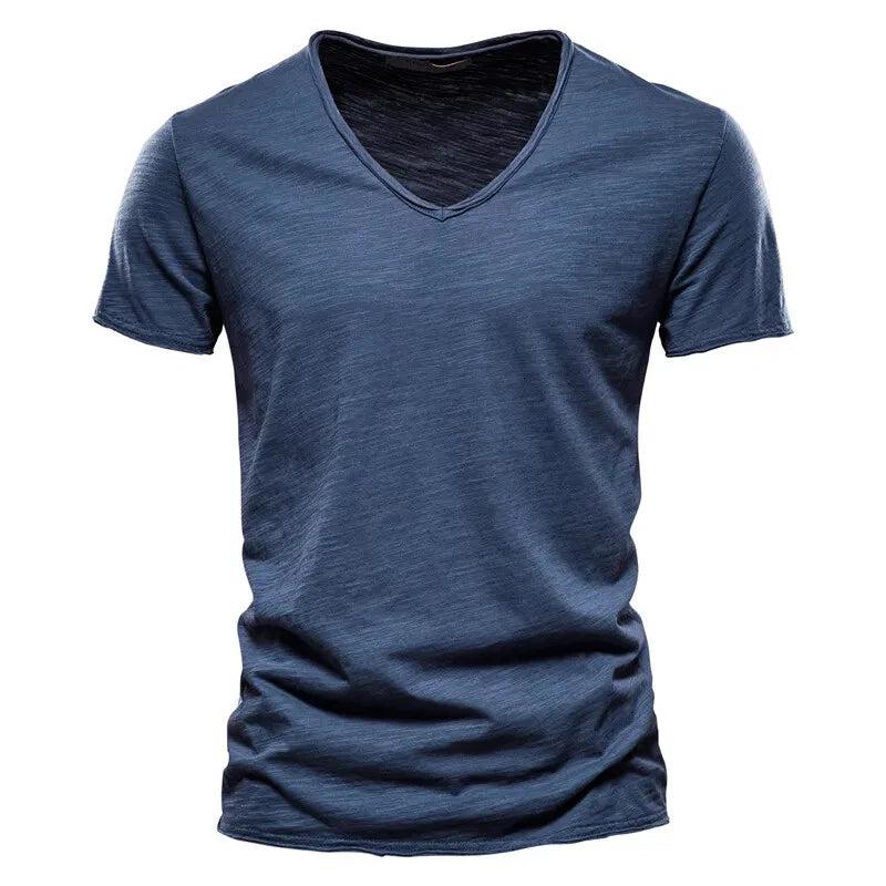 Men’s Slim Fit V-Neck Cotton T-Shirt | Lightweight Summer Tee | Casual Breathabl