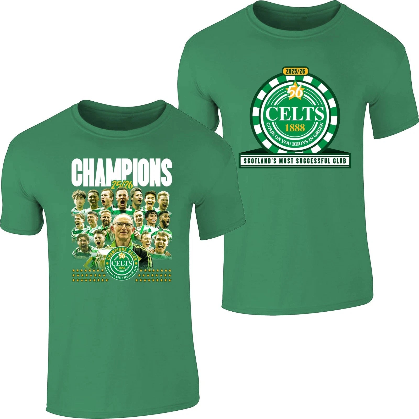 Celtic 25/26 T-Shirt Champions 56 Times - Adult - 2 Designs to choose from