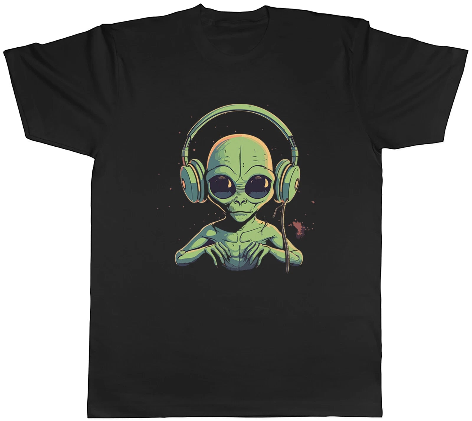 Alien Music Headphones Mens T-Shirt DJ Dance Party Rock Roll Indie Unisex Tee