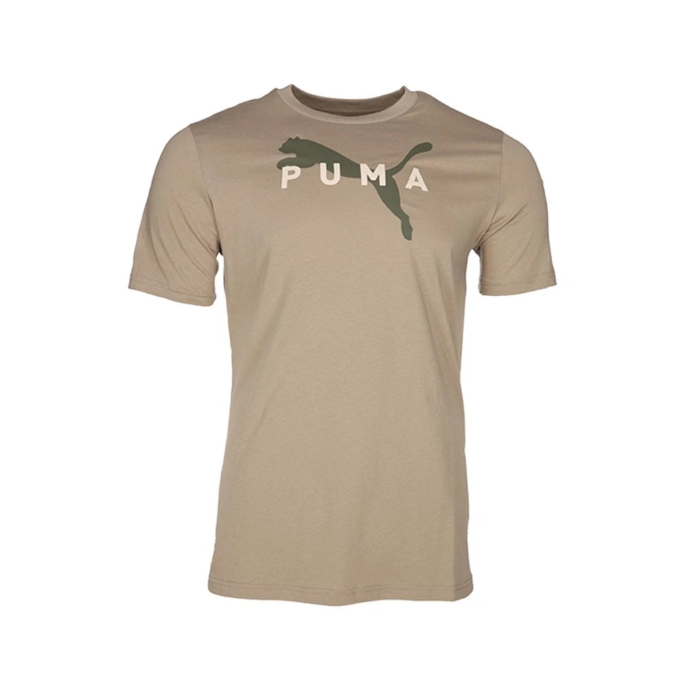 PUMA Robust Logo Crew Neck Short Sleeve T-Shirt Mens Brown Casual Tops 68984705