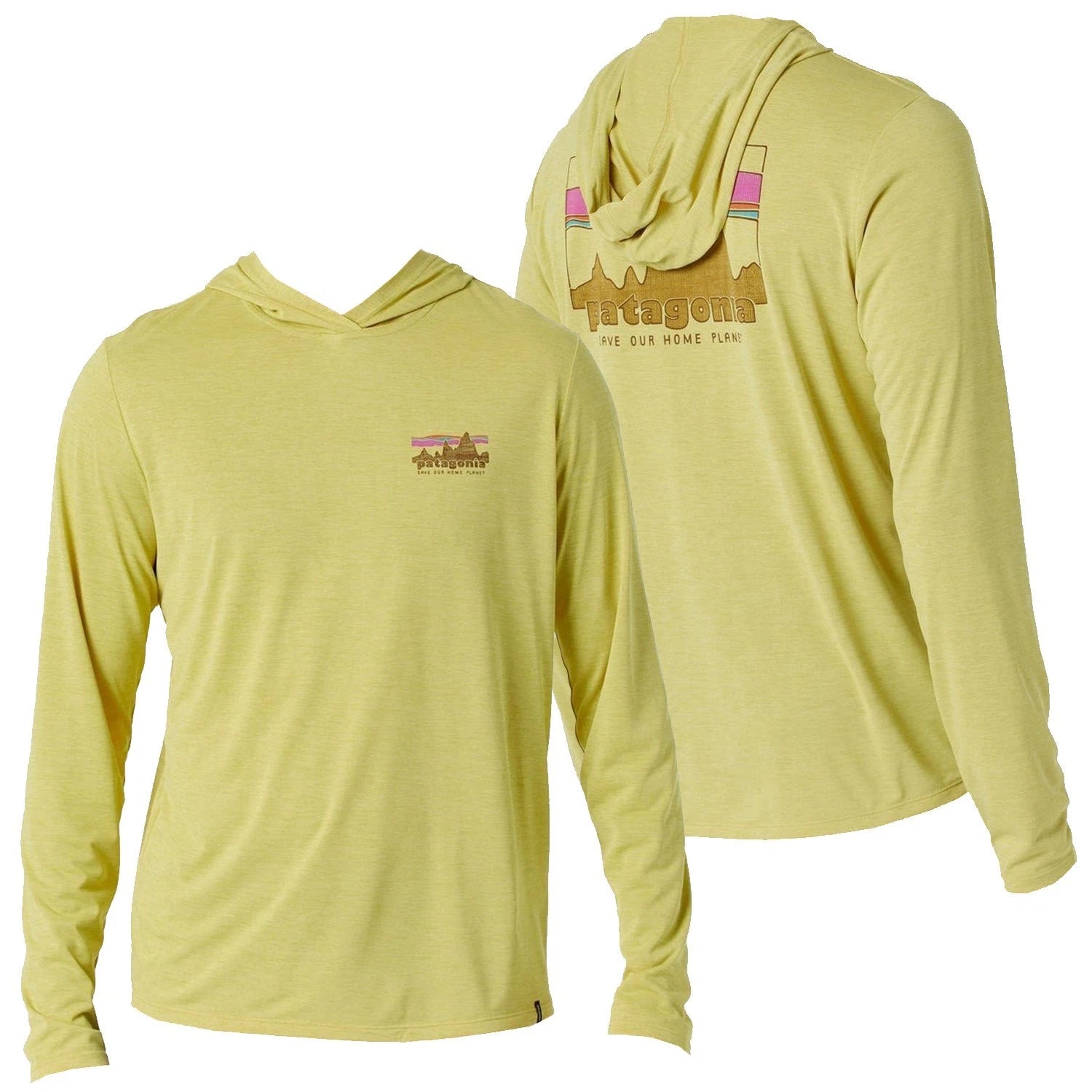 Patagonia Men Capilene Cool Daily Hoody '73 Skyline L/S T-shirt Limestone Yellow