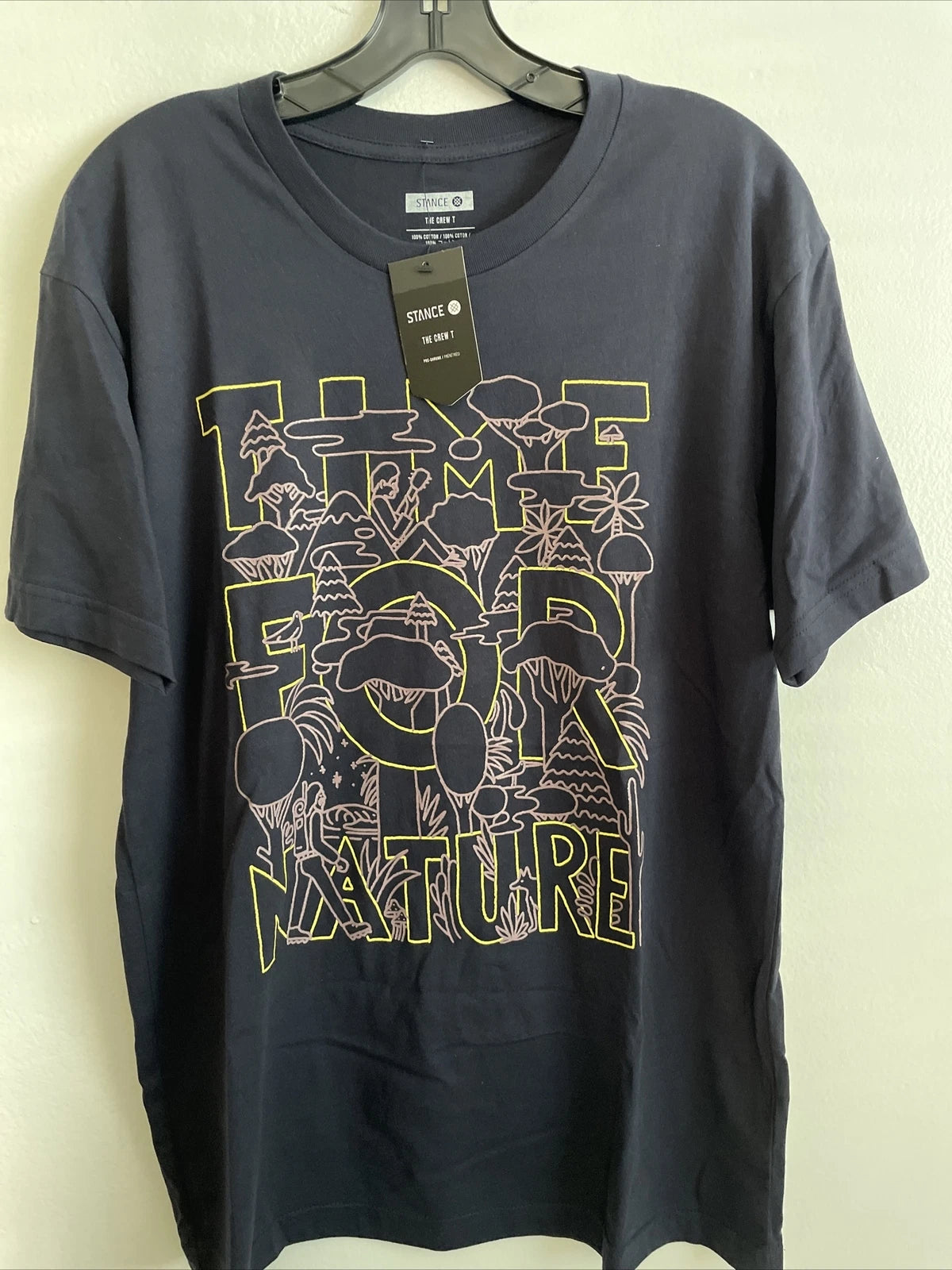 New Stance Designer Mens Graphic Street Style Art Tee Shirt Dark Blue Size M