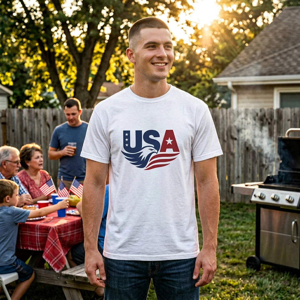USA Eagle Graphic T-Shirt | Patriotic American Flag Design