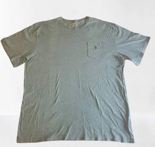 Polo Ralph Lauren Men T Shirt 2XLT Big & Tall Gray Pocket Tee Purple Pony Logo