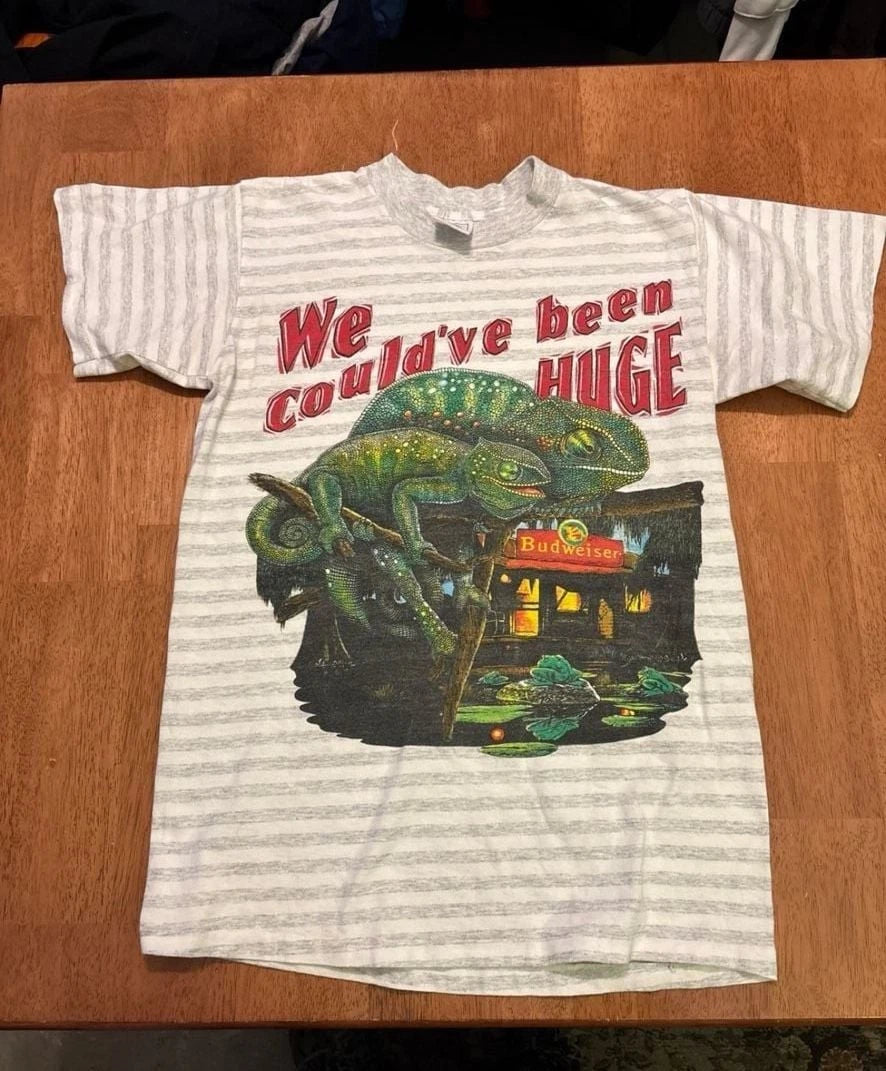 Vintage 90s Budweiser We Could've Been Huge Chameleon T-Shirt Size Medium