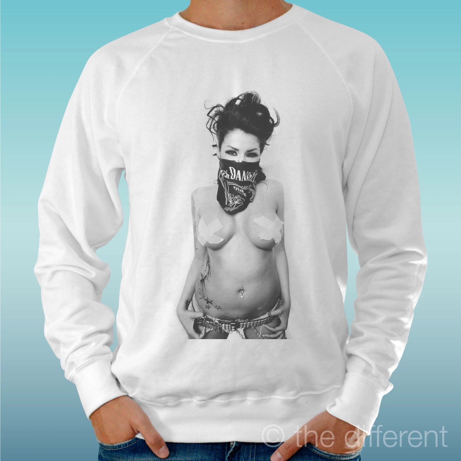 Felpa Man Light Sweater White " Sexy Girl Band Sexy " Road To Happiness