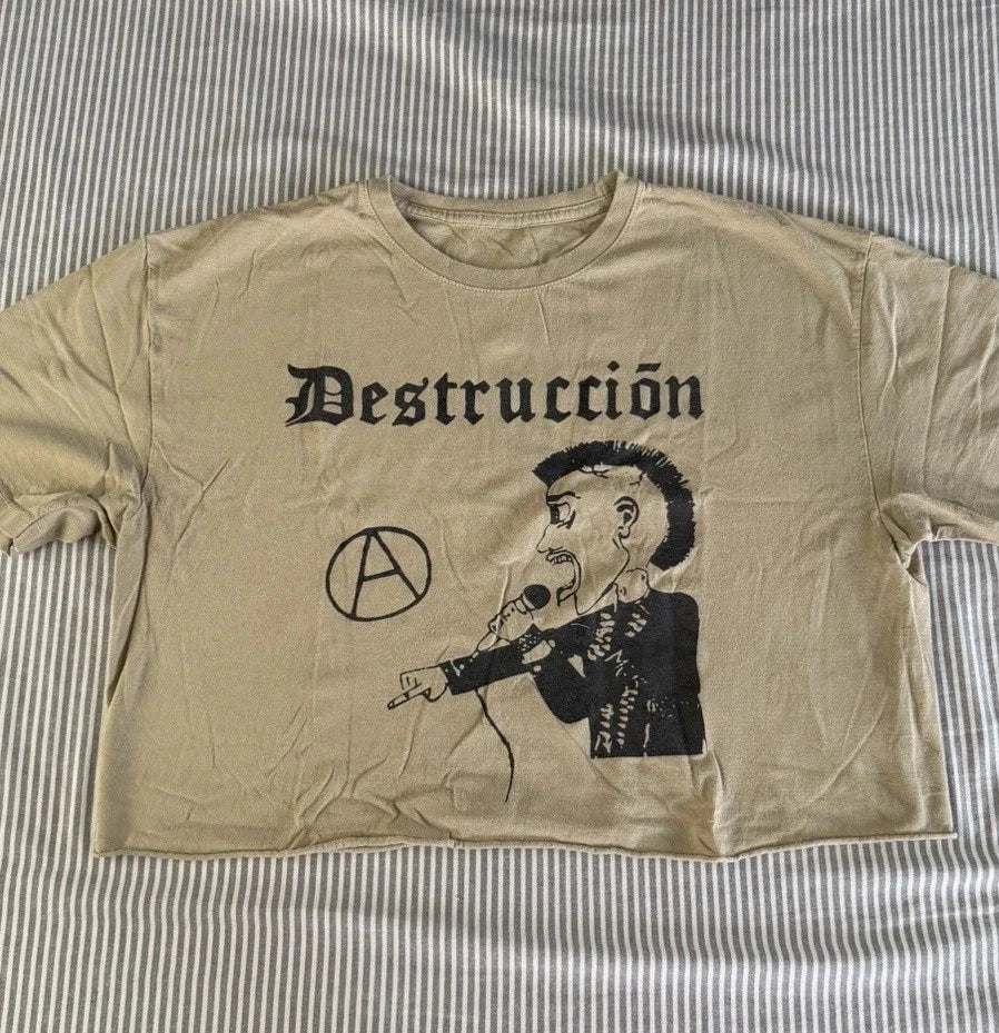 Destruccion Punk Band T-Shirt Cropped Oversized Unisex Size Large Cotton