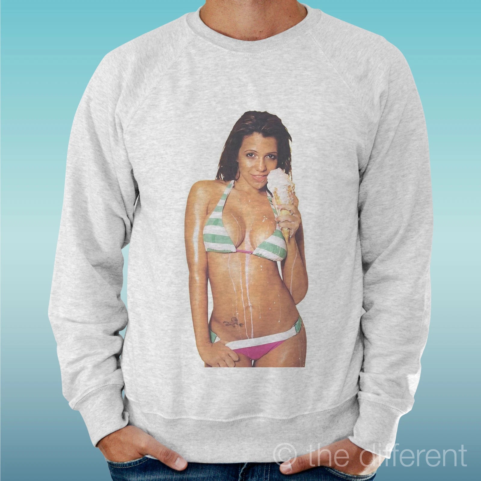 Felpa Man Light Sweater Light Grey " Sexy Girl Ice Cream "