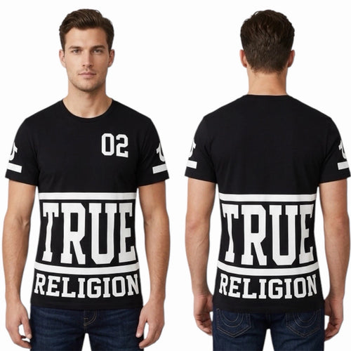 $95 TRUE RELIGION Black White STARTER Oversized Fit Designer Graphic T-shirt NWT