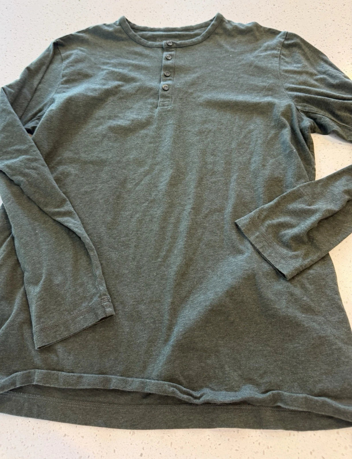 Patagonia Henley Shirt Worn Wear Daily Outdoors Organic Cotton Men Large Oatmeal