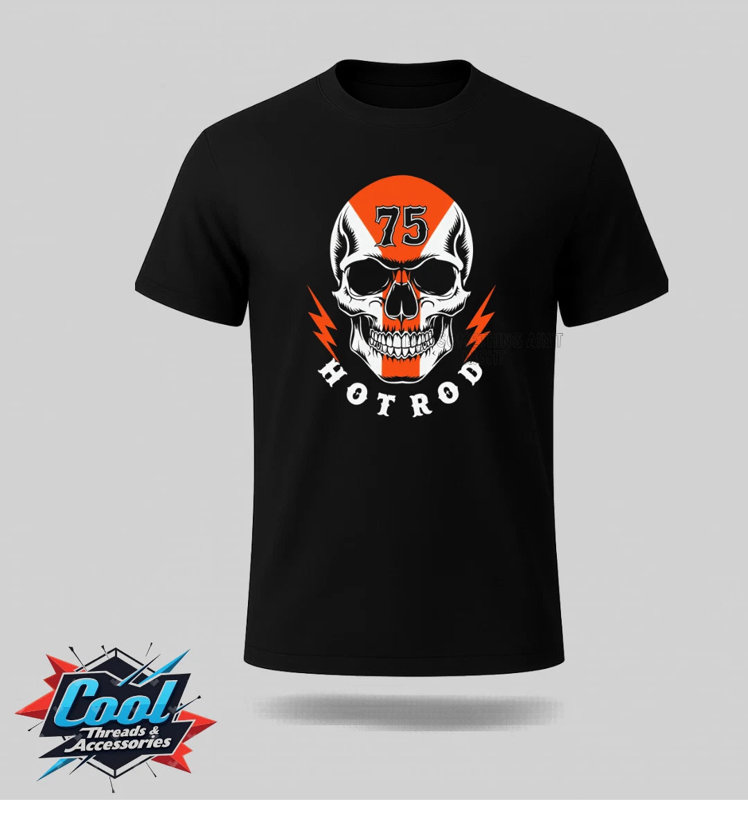 Cool Threads Mens T Shirt Hot Rod Skull 75 Graphic Black