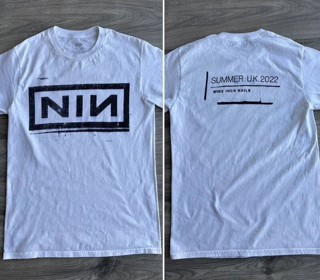 Nine Inch Nails T shirt Design 2 sided White short sleeve tee