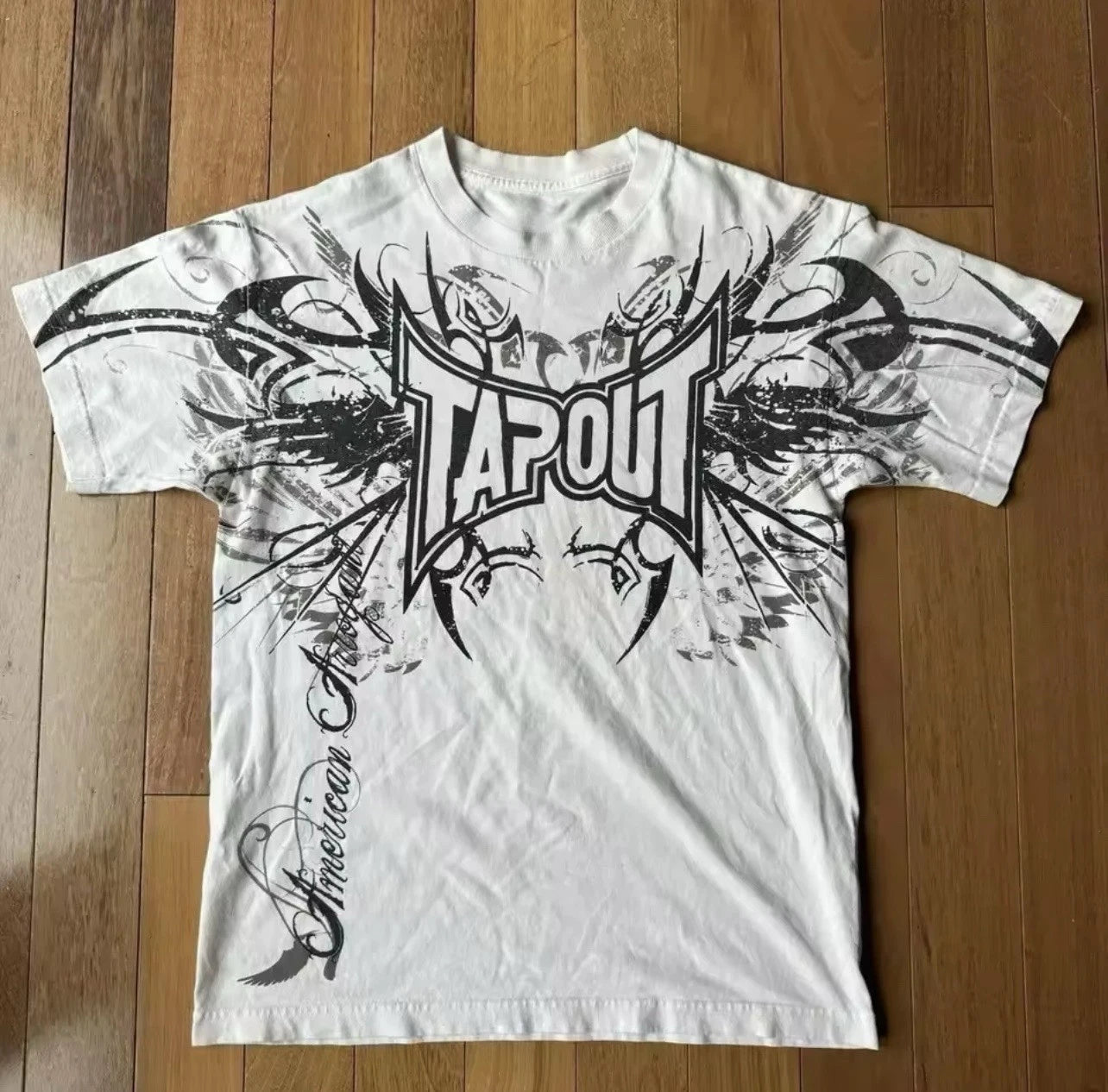 Mens Y2K Gothic Graphic T Shirt Streetwear TAPOUT Wing  Grunge Vinatage Tee