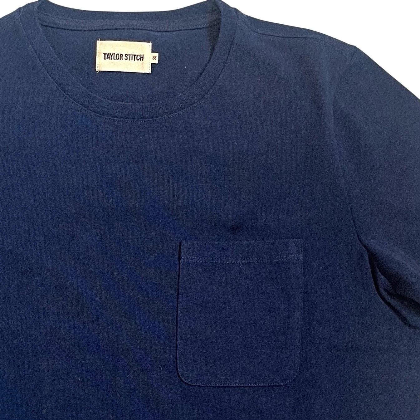 Taylor Stitch Heavy Bag Tee Men's Size 38 (Small) Navy Blue Pocket T-Shirt