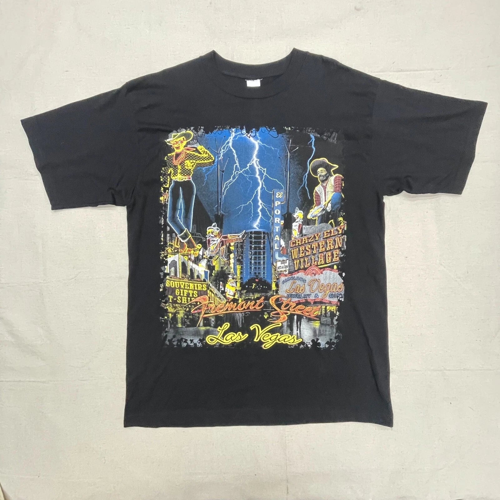 Y2K Fremont Street Las Vegas Graphic Tee - Oversized XL - 2000s Hip-Hop Style