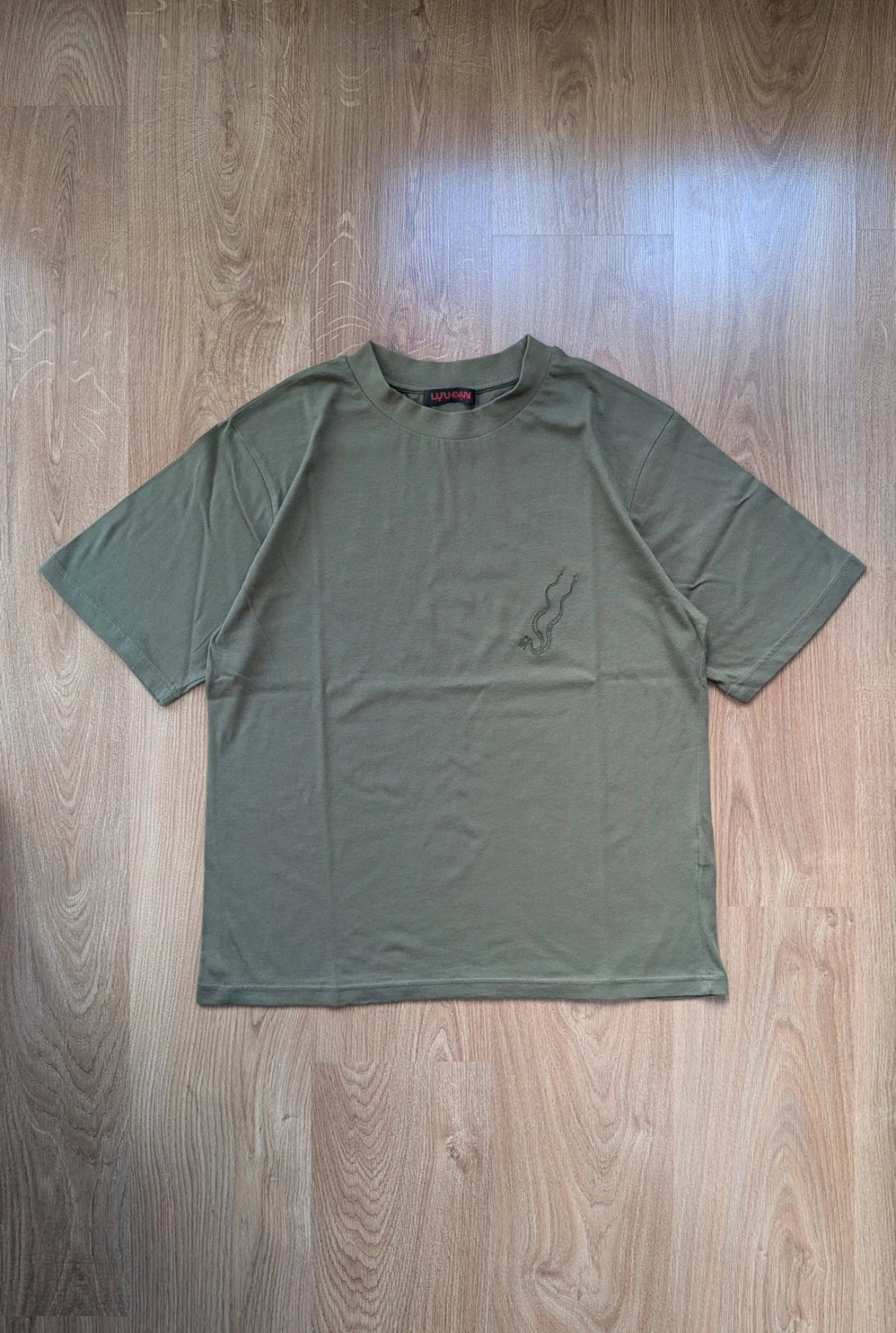 Lu'u Dan Luxury T-Shirt Green Olive Khaki Size S Embroidered  Premium Luudan