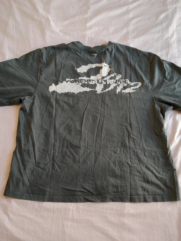 Gymshark Oversized T-Shirt Men’s 3XL Grey Graphic Gym Streetwear Tee