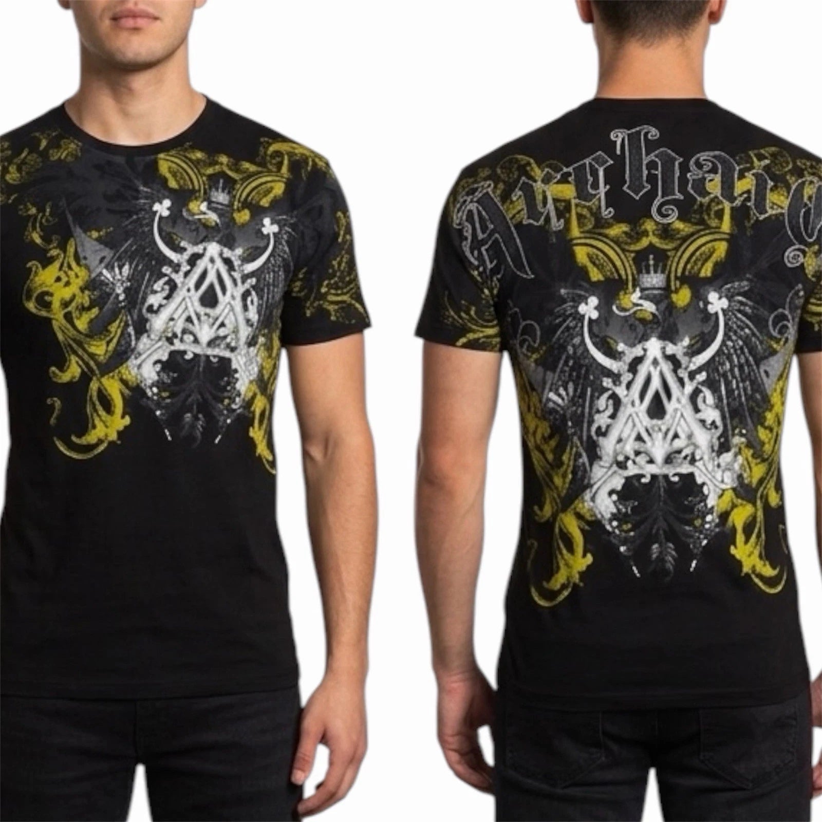 ARCHAIC by AFFLICTION Black COAL Short Sleeve Slim Fit Y2K T-shirt NWT