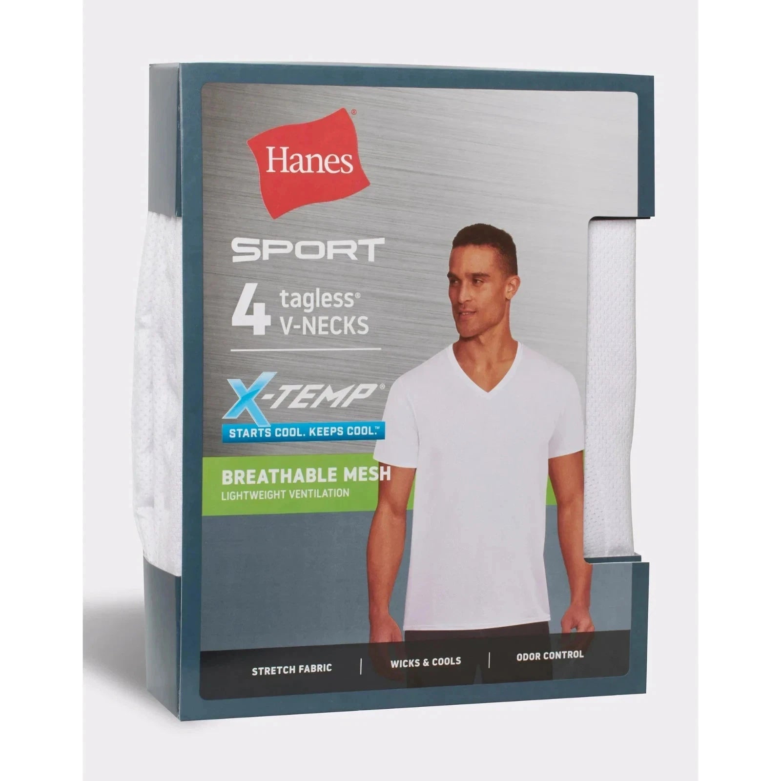 Hanes® Ultimate® Men's 4-Pack X-Temp BREATHABLE Mesh V-neck Tee "TAGLESS®