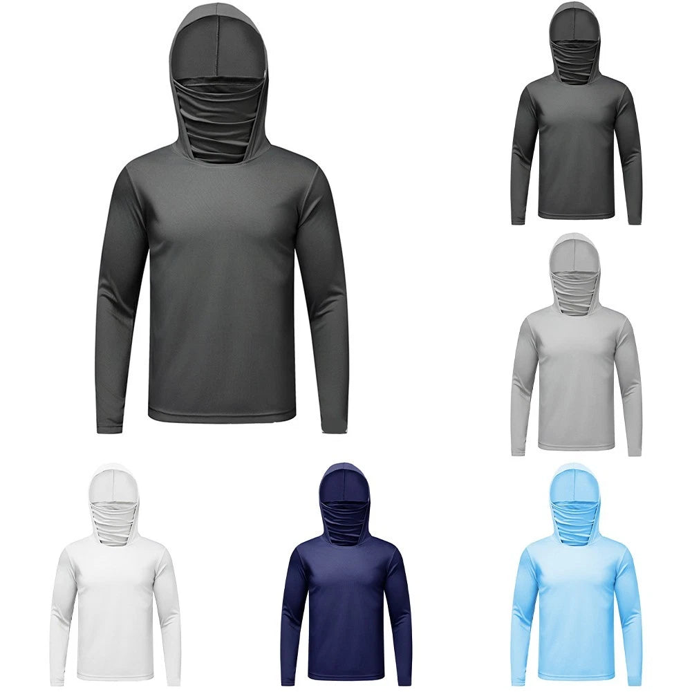 Men's Ice Silk Pullover Long Sleeve T-Shirt for Sports Fishing and Daily Wear