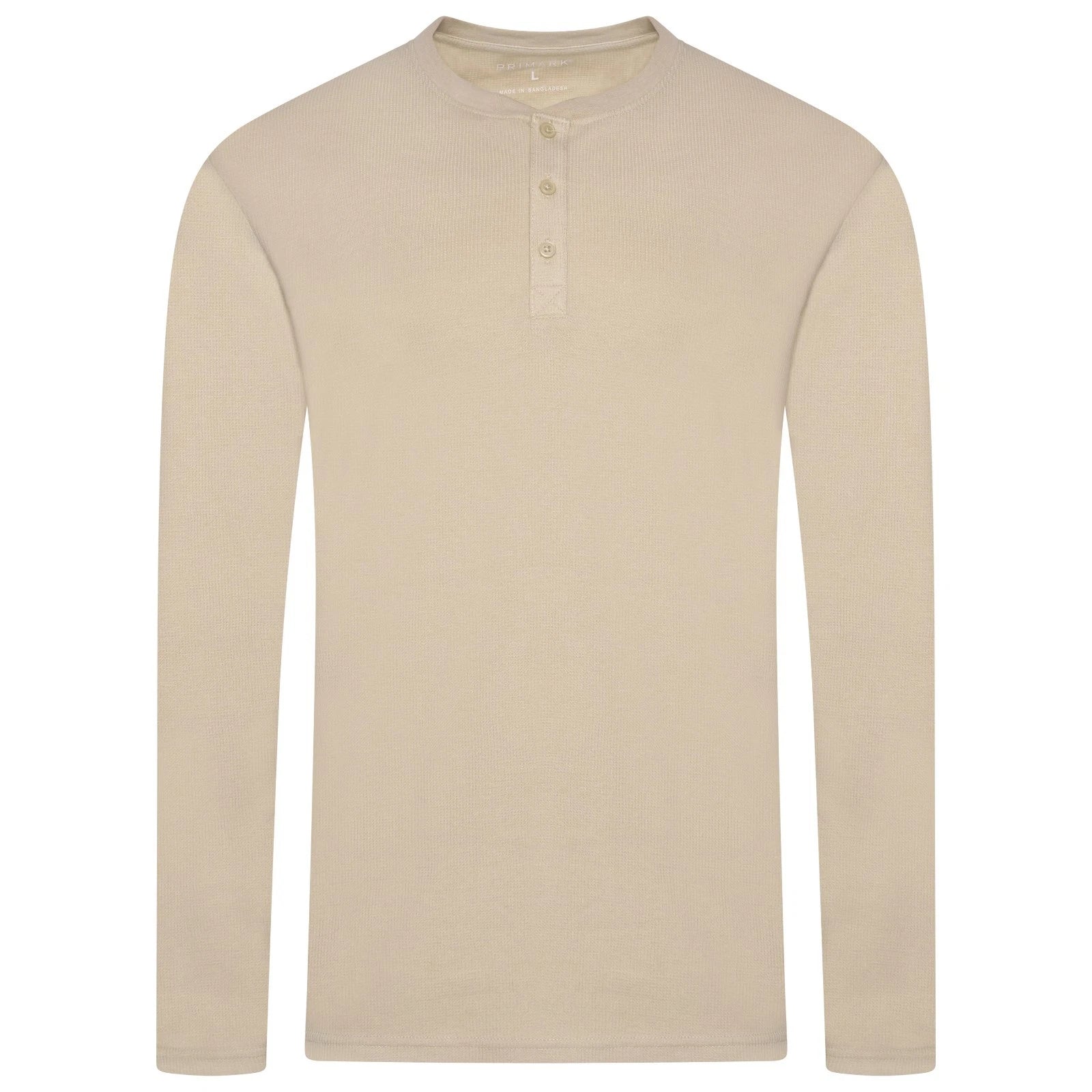 Mens Henley Neck T Shirts Waffle Knit Long Sleeve Grandad Collar Casual Tee Top