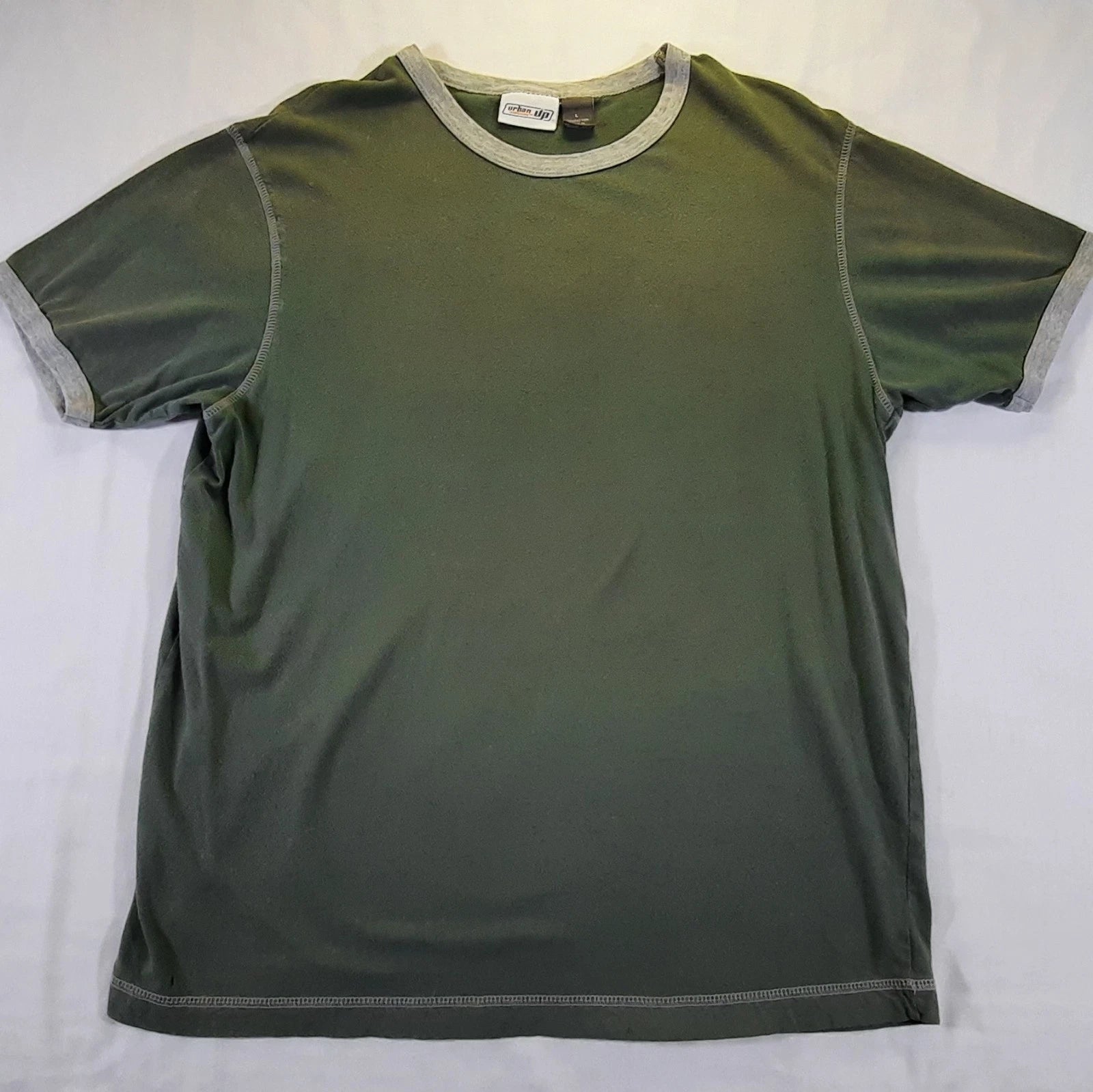 Olive Urban Pipeline Mens L Ringer Tee T-Shirt Blank UP Ultimate Y2K 90s Vintage