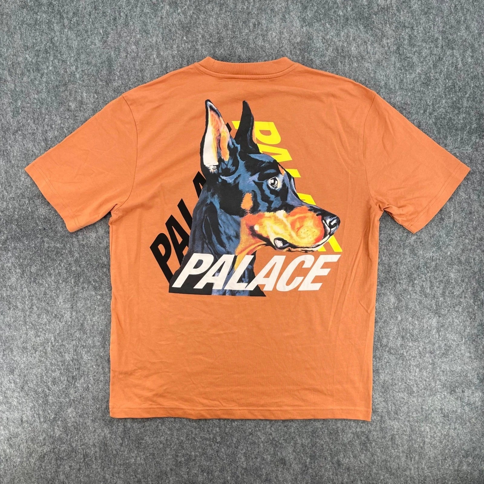 Palace Shirt Mens Large Orange Doberman Tri-Ferg Graphic Burnt Streetwear