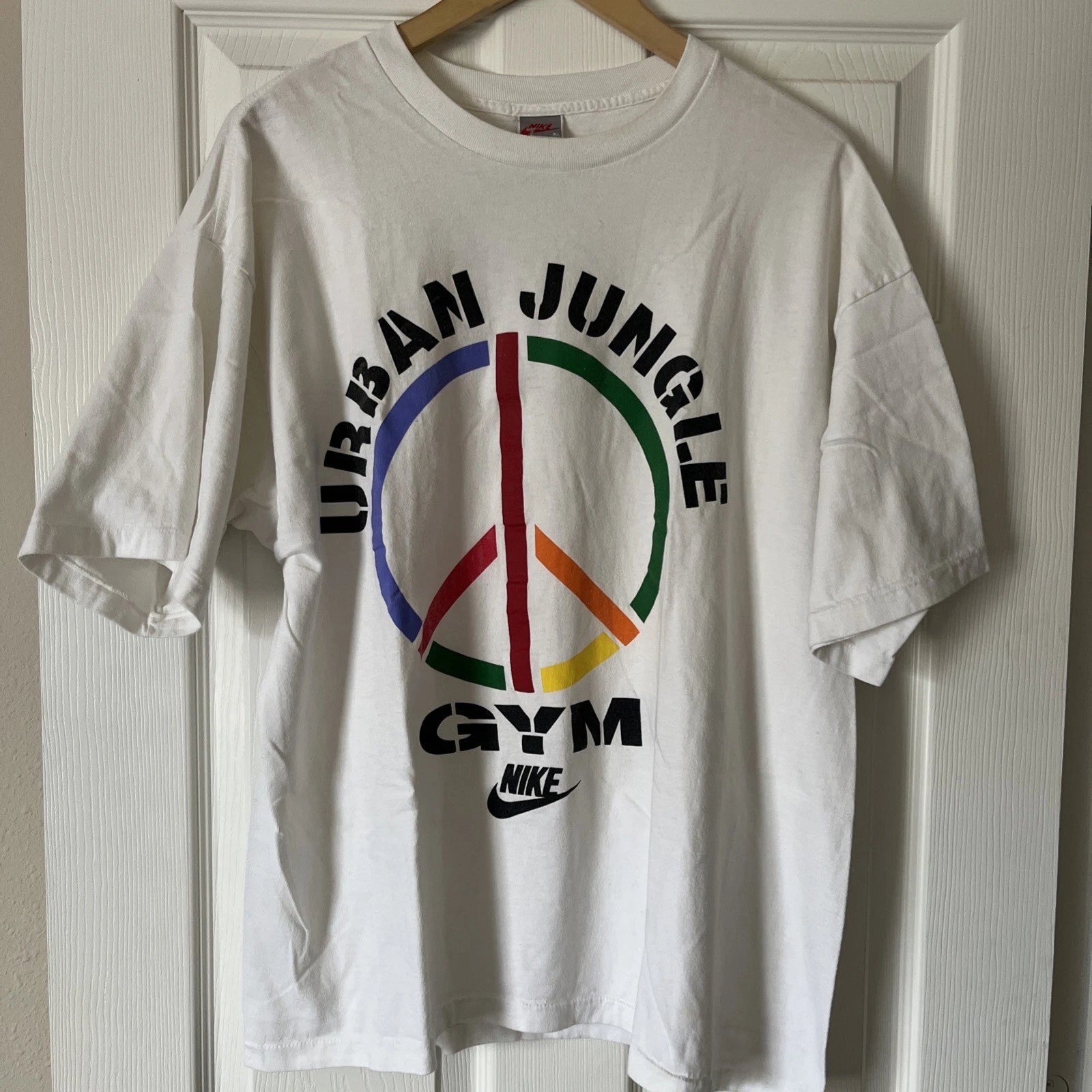 Vintage 90’s Nike Urban Jungle Gym White Tee Size XL USA Made Spike Lee