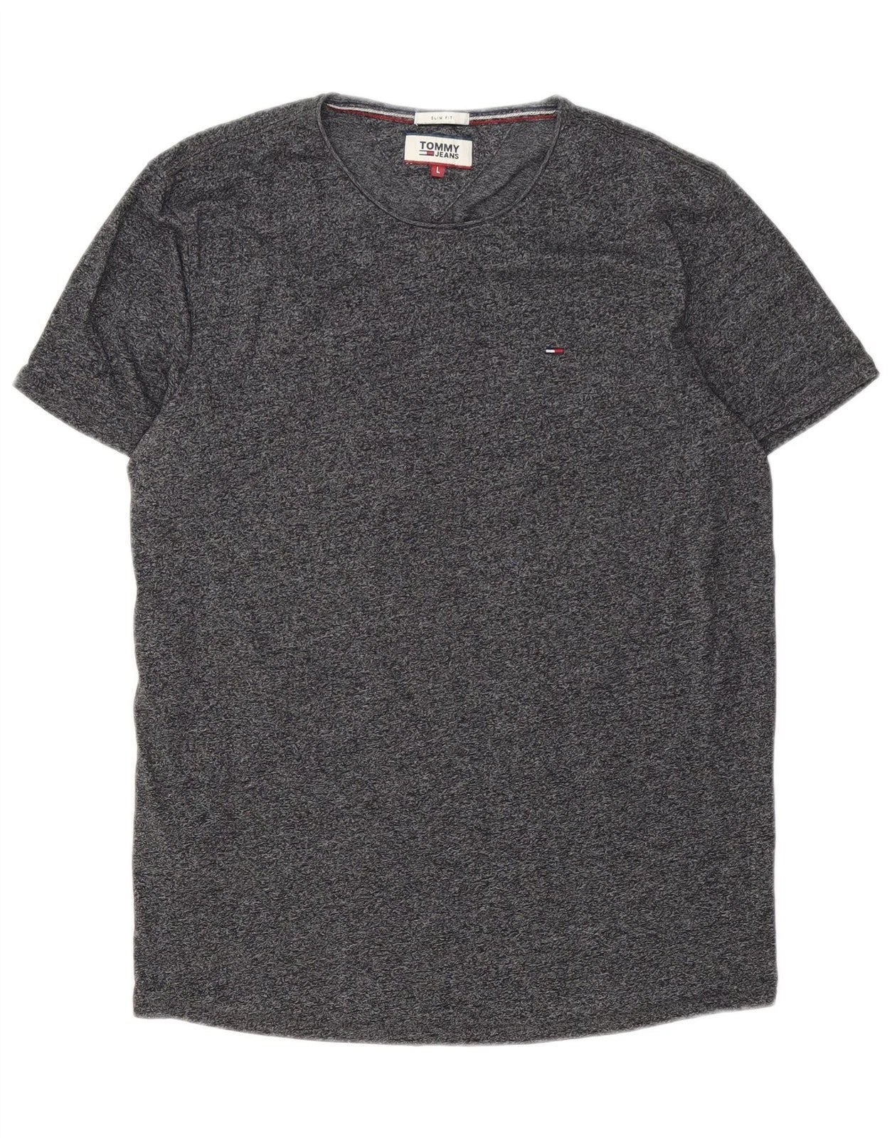 Tommy Hilfiger Mens Slim Fit T-Shirt Top Large Grey Flecked AZ02