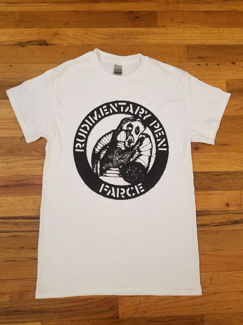 RUDIMENTARY PENI Farce T-Shirt UK Anarcho Punk Crust Hardcore Band Tee UK