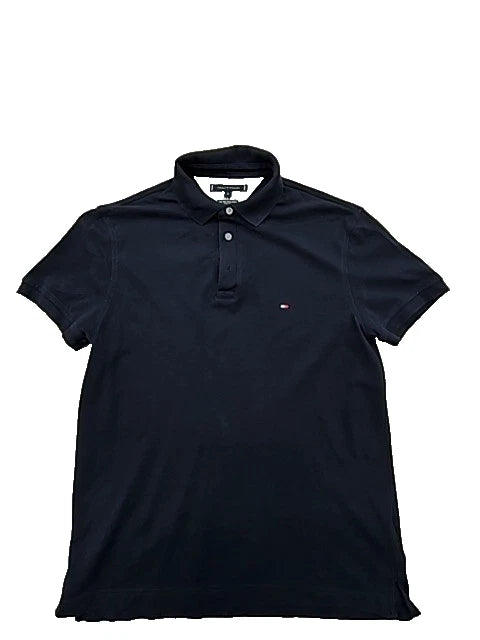 Tommy Hilfiger Polo Shirt Mens Navy Slim Fit Size M 1985 Logo