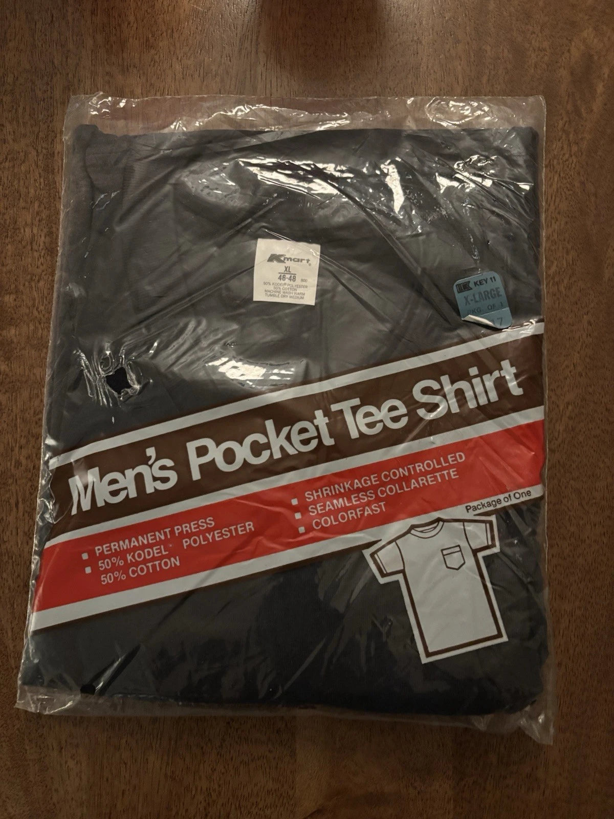 Deadstock Vintage 70s Streetwear Mens XL Blank Pocket Tee T-Shirt Blue USA 6534
