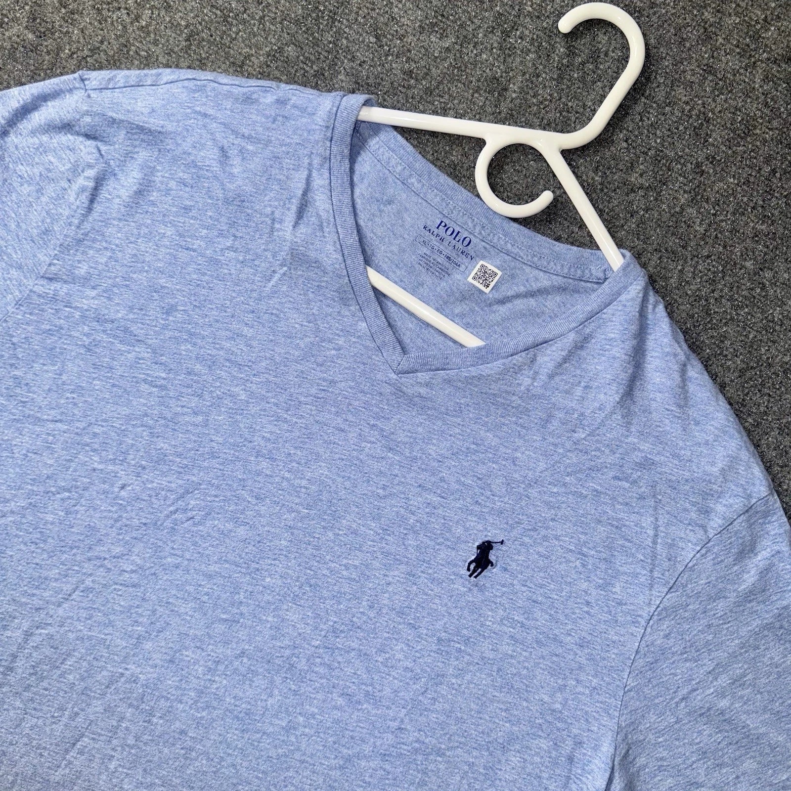Polo Ralph Lauren Cotton V Neck Shirt Mens XL Blue Small Pony Casual Classic