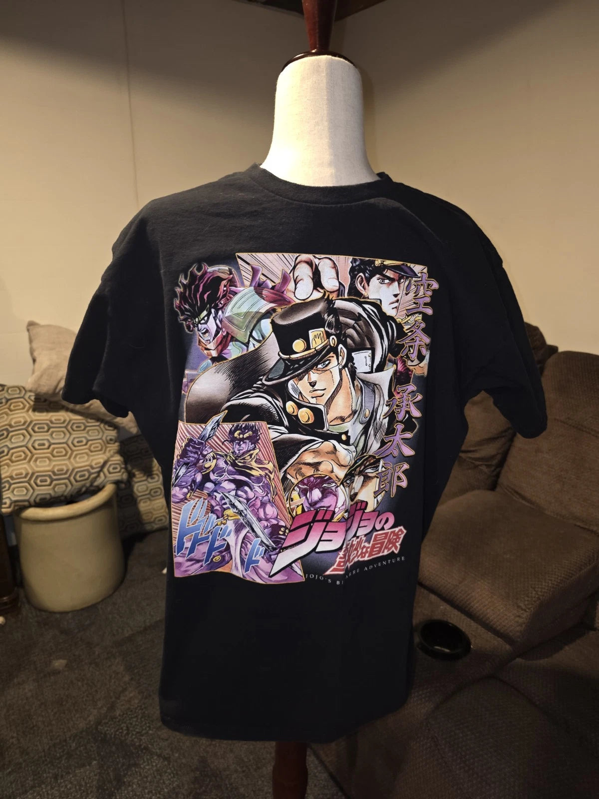 Jojo's Bizarre Adventure Adult Graphic Print Group Anime T-Shirt Black Size XL