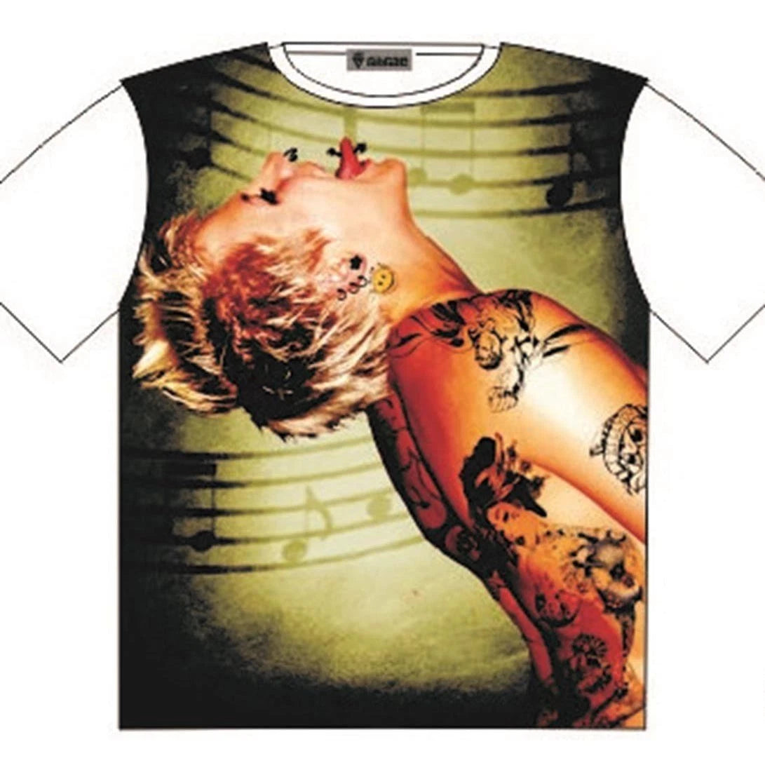 T-Shirt Pink Hair Tatts Muso Chick Street Fashion Mens Ladies