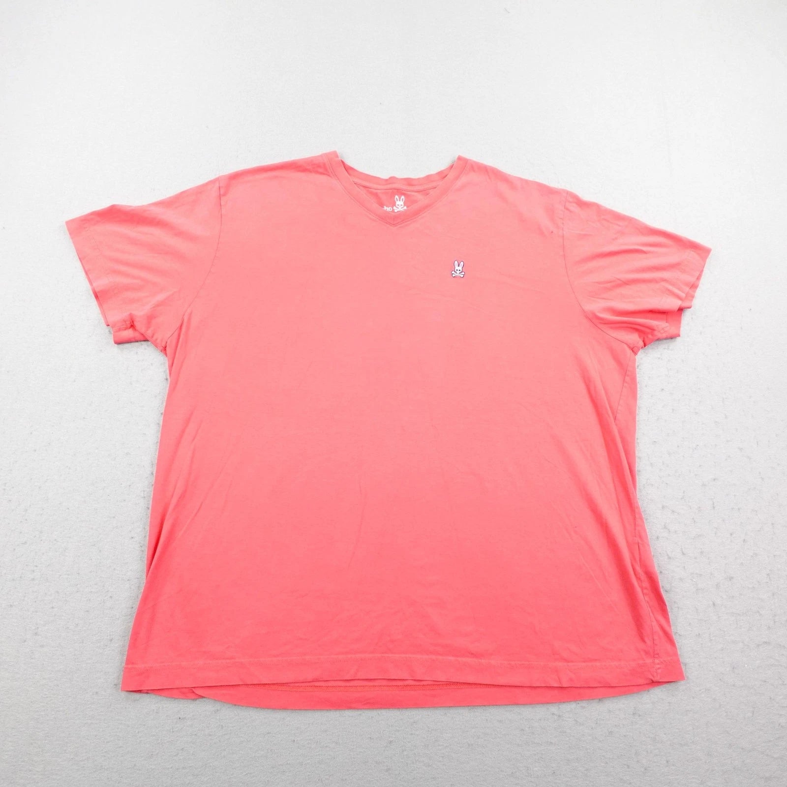 Psycho Bunny Shirt Mens 2XL Coral Pink V Neck Pima Cotton Logo Short Sleeve Tee